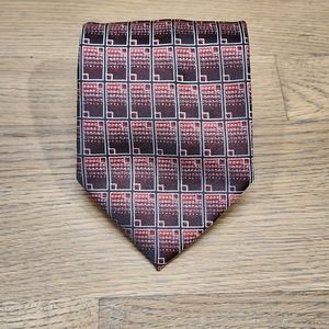 Umberto Frasi Men's Necktie Multitone Red Geometric Pattern Polyester
